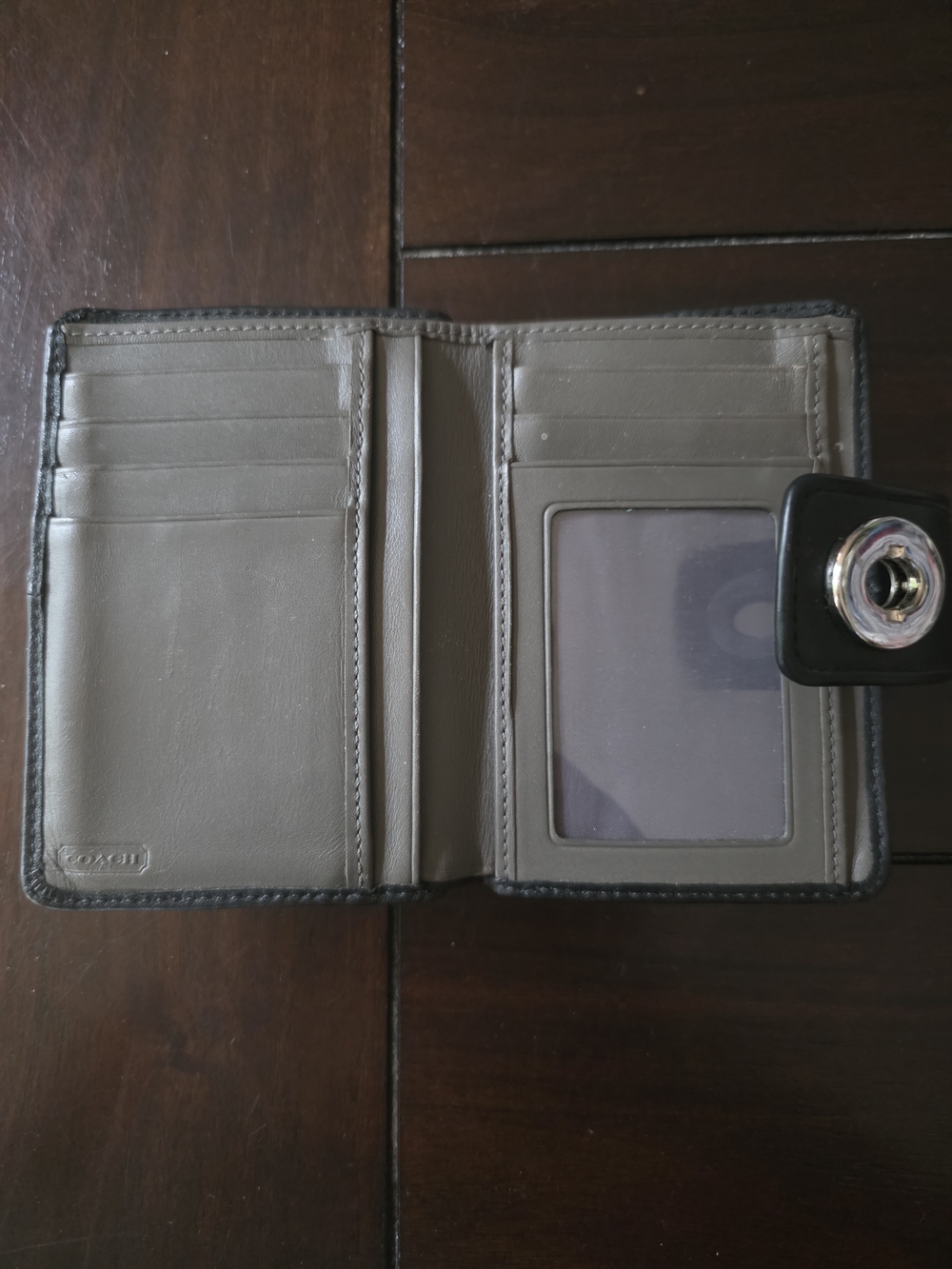 Coach Black Parker Leather Turnlock Compact Wallet - Picture 7 of 9
